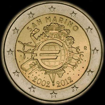 Saint-Marin 2012 - 10 ans de circulation de l'euro - 2 euro commémorative