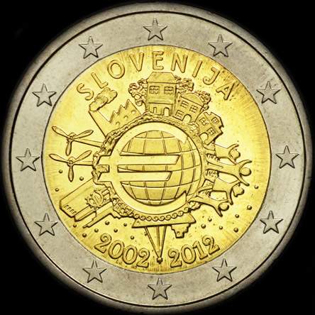 Slovénie 2012 - 10 ans de circulation de l'euro - 2 euro commémorative