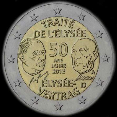Allemagne 2013 - 50 ans du Trait� de l'Elys�e - 2 euro comm�morative