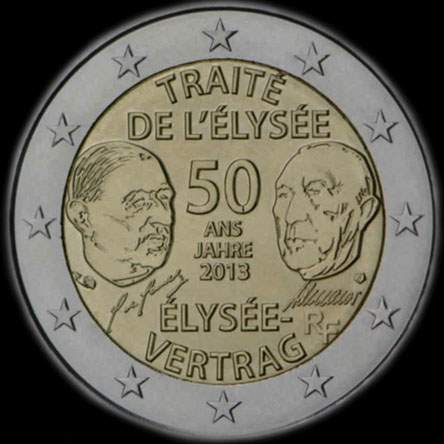 France 2013 - 50 ans du Trait� de l'Elys�e - 2 euro comm�morative
