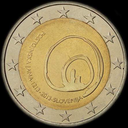 Slovénie 2013 - 800 ans de la découverte des grottes de Postojna - 2 euro commémorative