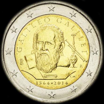Italie 2014 - 450 ans de Galileo Galilei - 2 euro comm�morative