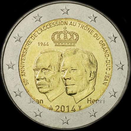 Luxembourg 2014 - 50 ans du Couronnement du Grand-Duc Jean - 2 euro comm�morative