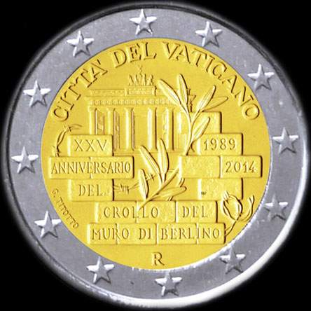 Vatican 2014 - 25 ans de la Chute du Mur de Berlin - 2 euro comm�morative