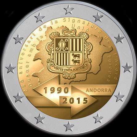 Andorre 2015 - 25�me anniversaire de l'Accord douanier avec l'UE - 2 euro comm�morative