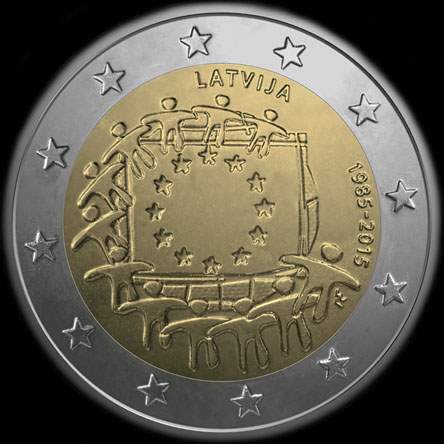 Lettonie 2015 - 30 ans du Drapeau de l'UE - 2 euro comm�morative