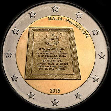 Malte 2015 - Cr�ation de la R�publique en 1974 - 2 euro comm�morative