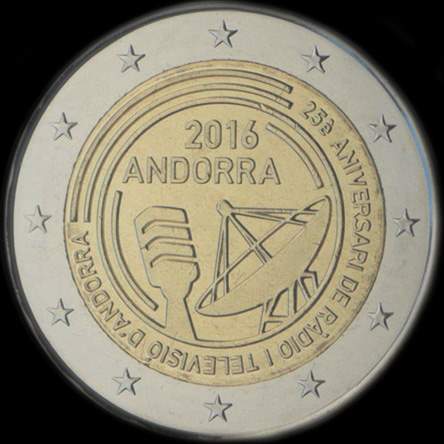Andorre 2016 - 25 ans du Service public de Radiodiffusion - 2 euro comm�morative