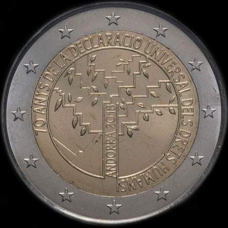 Andorre 2018 - 70�me anniversaire de la D�claration Universelle des Droits de l'Homme - 2 euro comm�morative