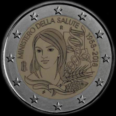 Italie 2018 - 60 ans du Minist�re de la Sant� - 2 euro comm�morative