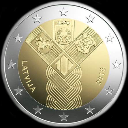 Lettonie 2018 - 100 ans d'Ind�pendance des Etats Baltes - 2 euro comm�morative