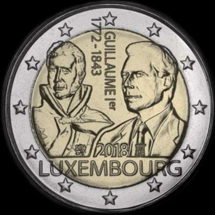 Luxembourg 2018 - 175 ans de la mort du Grand-Duc Guillaume I - 2 euro comm�morative