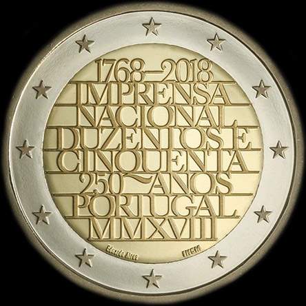 Portugal 2018 - 250 ans de l'Imprimerie d'Etat et de la Monnaie du Portugal - 2 euro commémorative