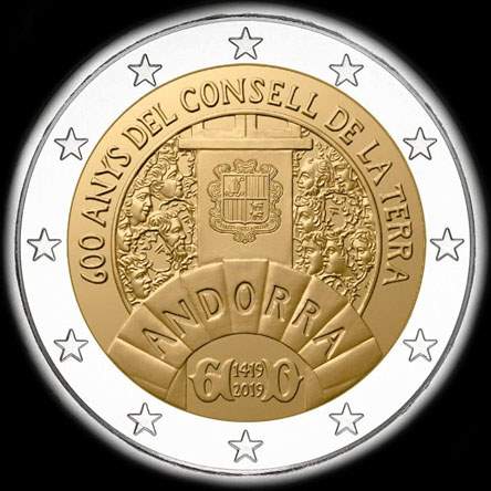 Andorre 2019 - 600 ans du Conseil de la Terre d'Andorre - 2 euro commémorative