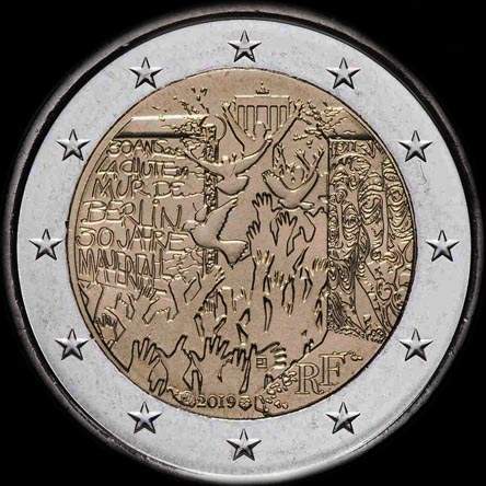 France 2019 - 30 ans de la Chute du Mur de Berlin - 2 euro comm�morative