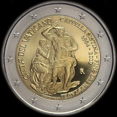 Vatican 2019 - 25 ans de la Restauration de la Chapelle Sixtine - 2 euro comm�morative