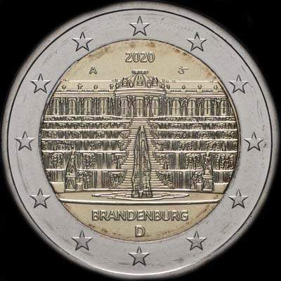 Allemagne 2020 - Brandebourg: Château de Sanssouci - 2 euro commémorative