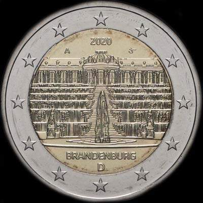 Allemagne 2020 - Brandebourg: Ch�teau de Sanssouci - 2 euro comm�morative