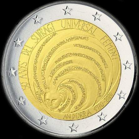 Andorre 2020 - 50�me anniversaire du Suffrage Universel F�minin - 2 euro comm�morative