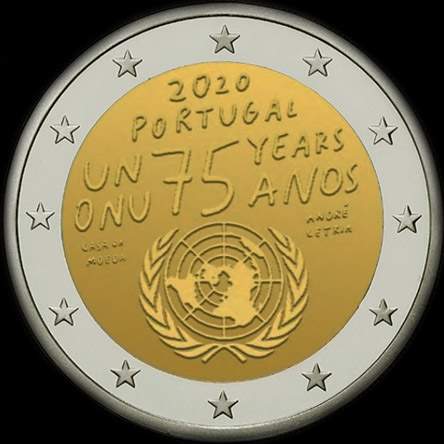 Portugal 2020 - 75 ans des Nations-Unies (ONU) - 2 euro comm�morative