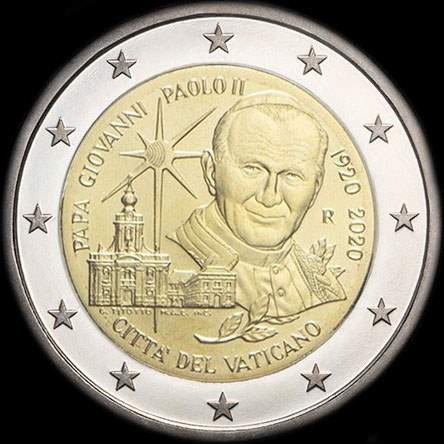 Vatican 2020 - 100 ans de la naissance de Jean-Paul II - 2 euro comm�morative