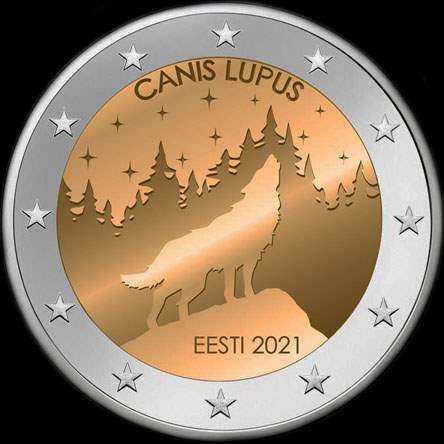 Estonie 2021 - Le Loup, animal national de l'Estonie - 2 euro comm�morative