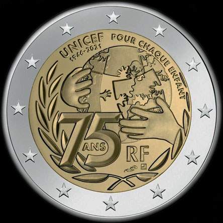 France 2021 - 75 ans de l'Unicef - 2 euro comm�morative