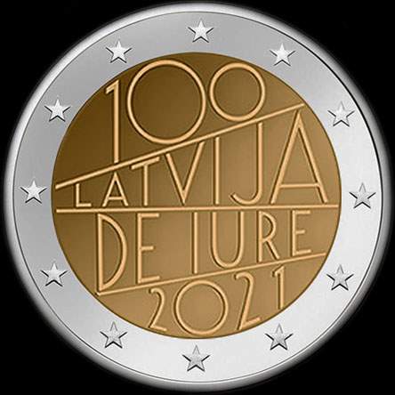 Lettonie 2021 - 100 ans de la reconnaissance internationale de la Lettonie - 2 euro comm�morative