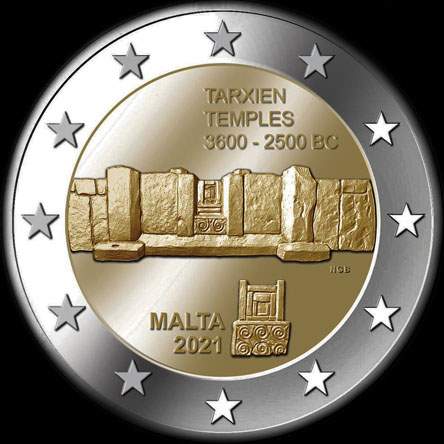 Malte 2021 - Temples de Tarxien - 2 euro comm�morative