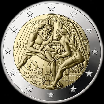 France 2024 - Jeux Olympiques 2024 - Hercule pratiquant la lutte - 2 euro comm�morative