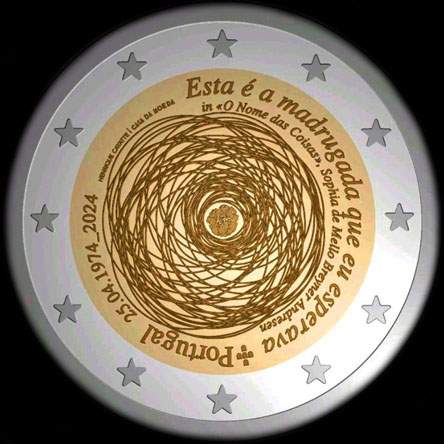 Portugal 2024 - 50 ans de la R�volution des &OElig;illets - 25 avril 1974 - 2 euro comm�morative