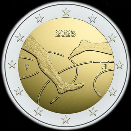 Finlande 2025 - 100 ans des comp�titions internationales d'athl�tisme Finlande-Su�de - 2 euro comm�morative