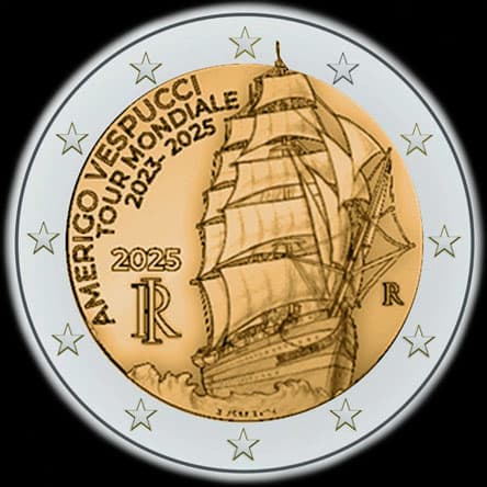 Italie 2025 - Tour du Monde du navire-�cole Amerigo Vespucci 2023-2025 - 2 euro comm�morative
