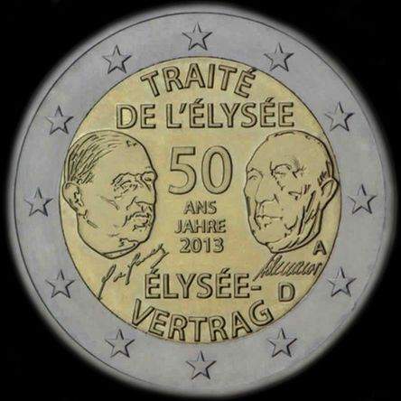 Allemagne 2013 - 50 ans du Traité de l'Elysée - 2 euro commémorative