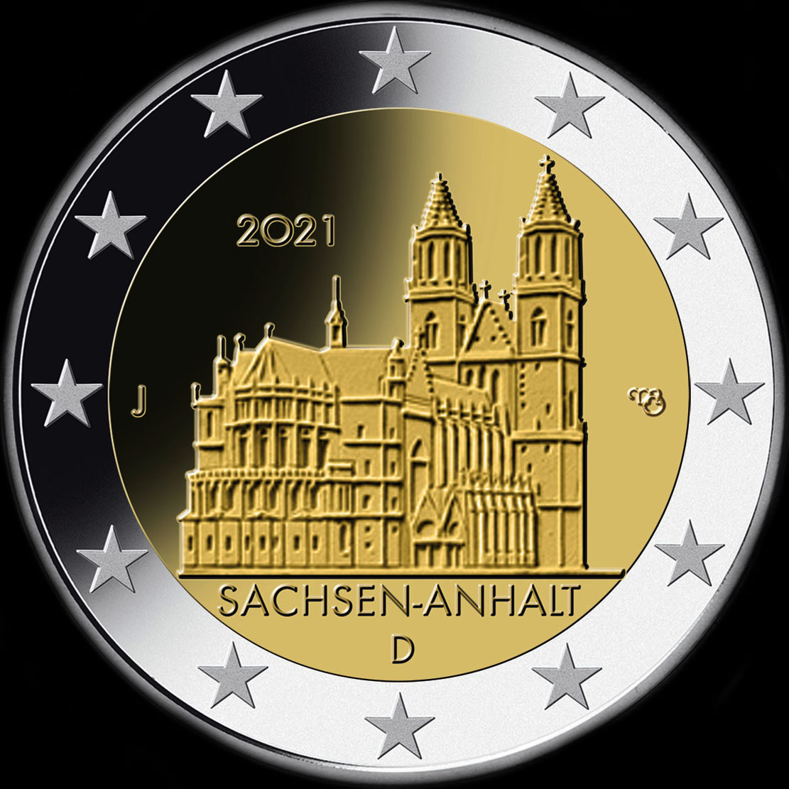 Allemagne 2021 - Saxe-Anhalt: Cathédrale de Magdebourg - 2 euro commémorative