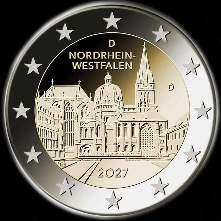 Allemagne 2027 - Nordrhein-Westfalen : Cath�drale d�Aix-la-Chapelle - 2 euro comm�morative