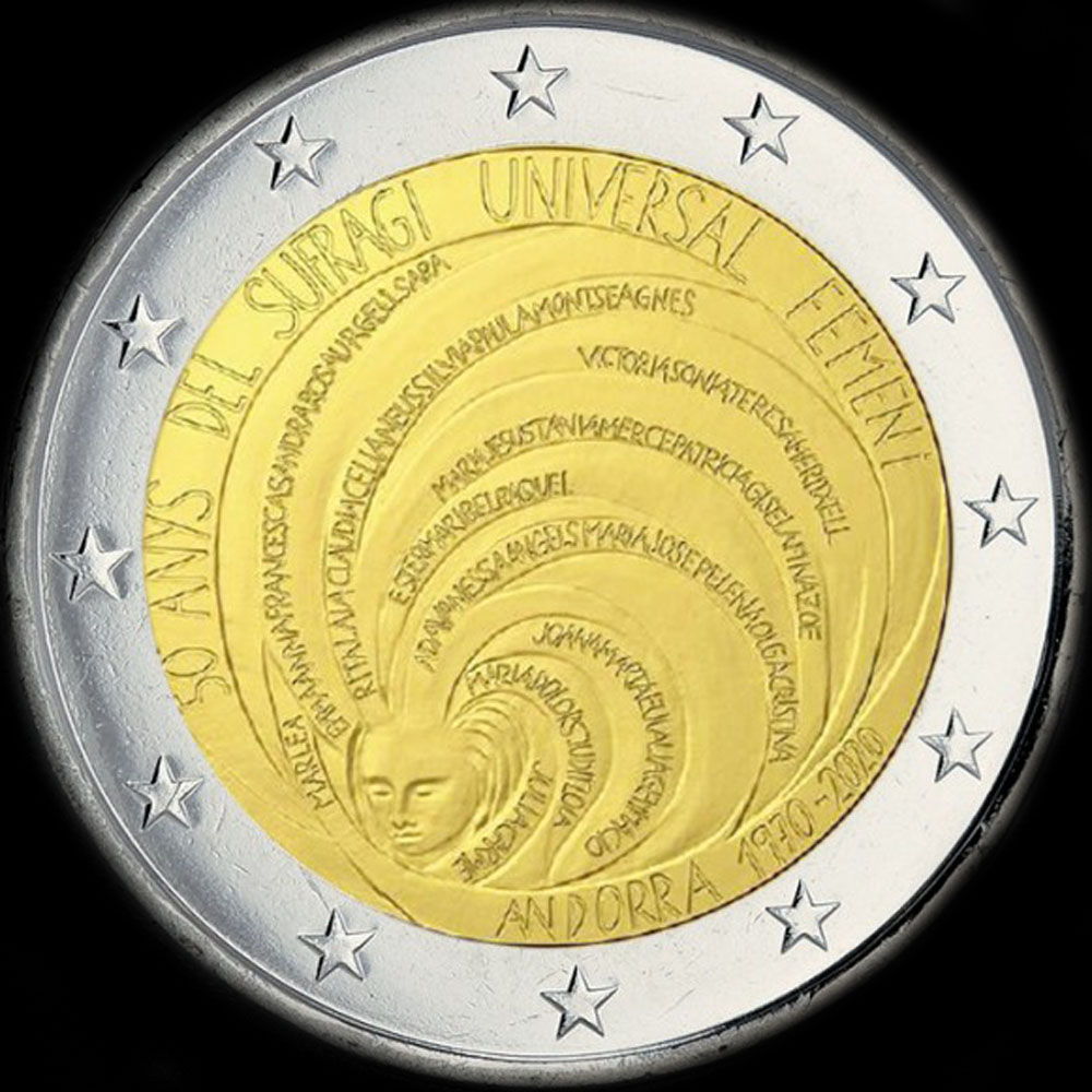 Andorre 2020 - 50�me anniversaire du Suffrage Universel F�minin - 2 euro comm�morative