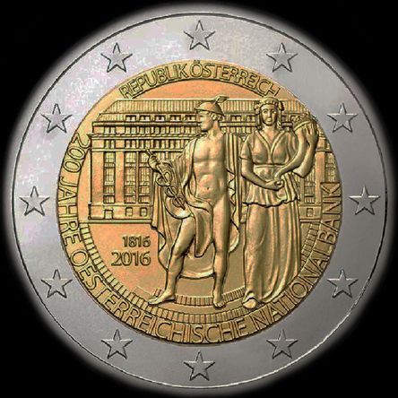Autriche 2016 - 200 ans de la Banque nationale d'Autriche - 2 euro commémorative