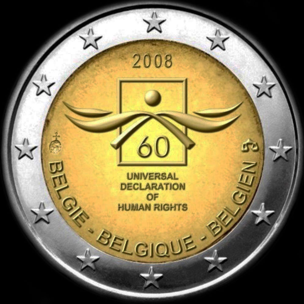 Belgique 2008 - 60 ans de la D�claration Universelle des Droits de l'Homme - 2 euro comm�morative