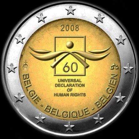 Belgique 2008 - 60 ans de la Déclaration Universelle des Droits de l'Homme - 2 euro commémorative