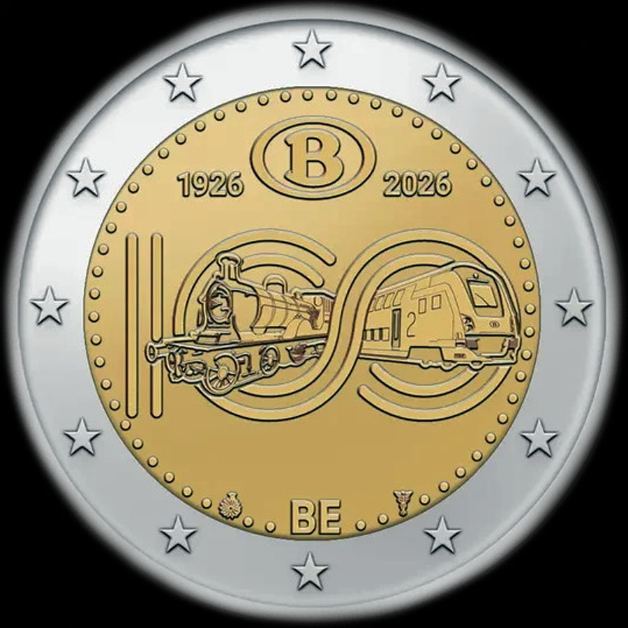 Belgique 2026 - 100 ans de la SNCB - 2&nbsp;euro&nbsp;comm�morative