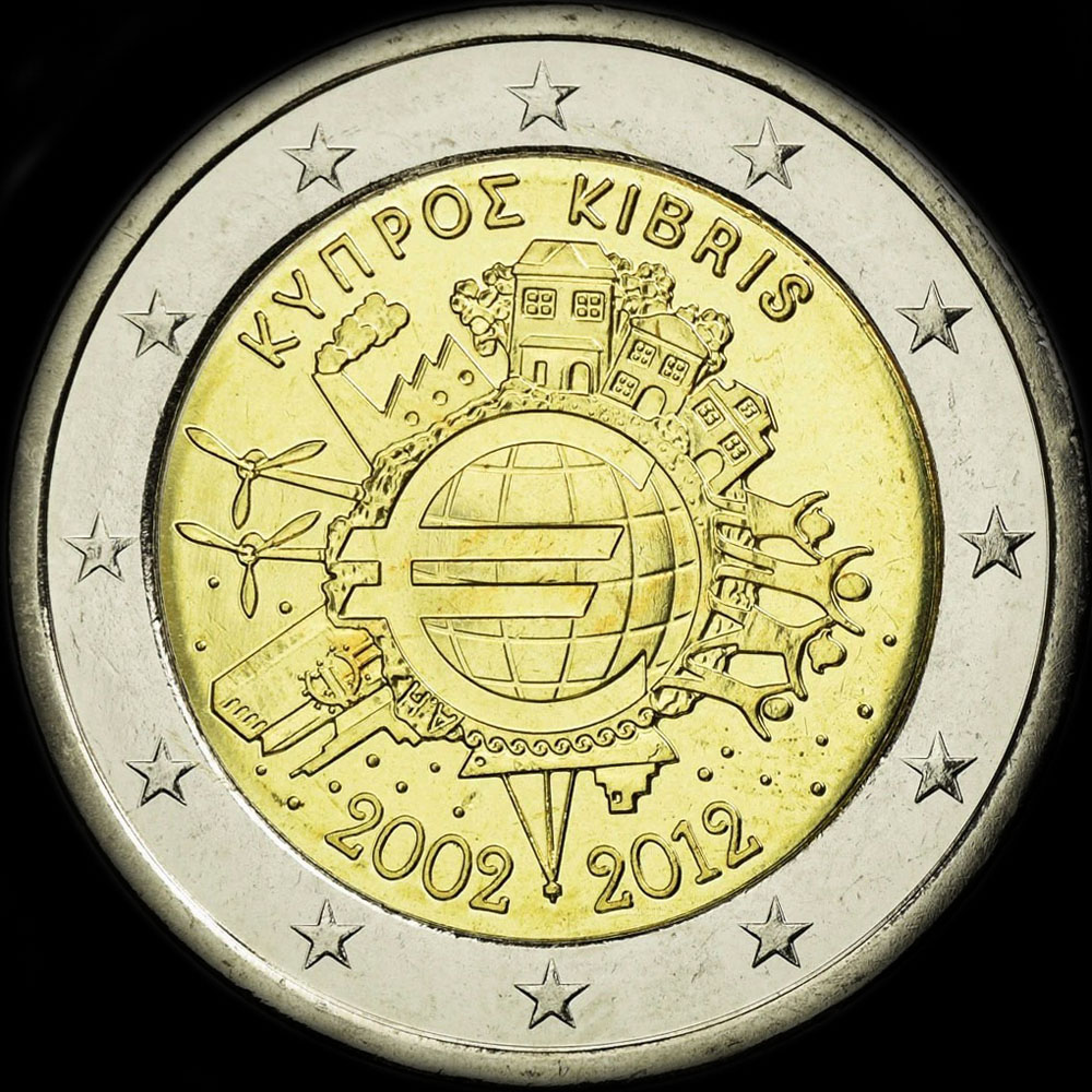 Chypre 2012 - 10 ans de circulation de l'euro - 2 euro comm�morative