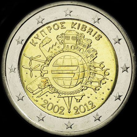 Chypre 2012 - 10 ans de circulation de l'euro - 2 euro comm�morative