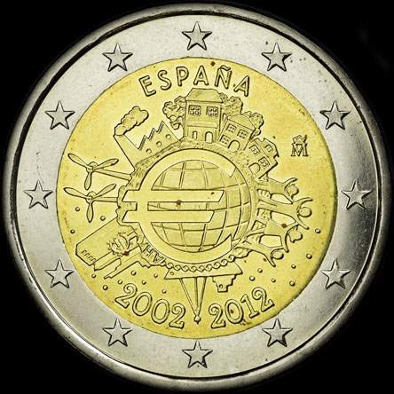 Espagne 2012 - 10 ans de circulation de l'euro - 2 euro commémorative