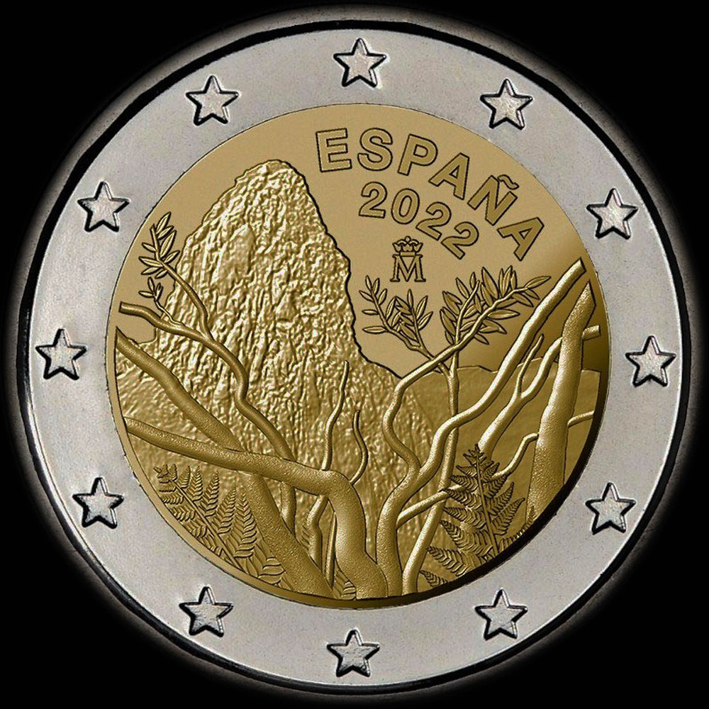 Espagne 2022 - Parc National de Garajonay - H&eacute;ritage Mondial de l&rsquo;Unesco - 2 euro comm&eacute;morative