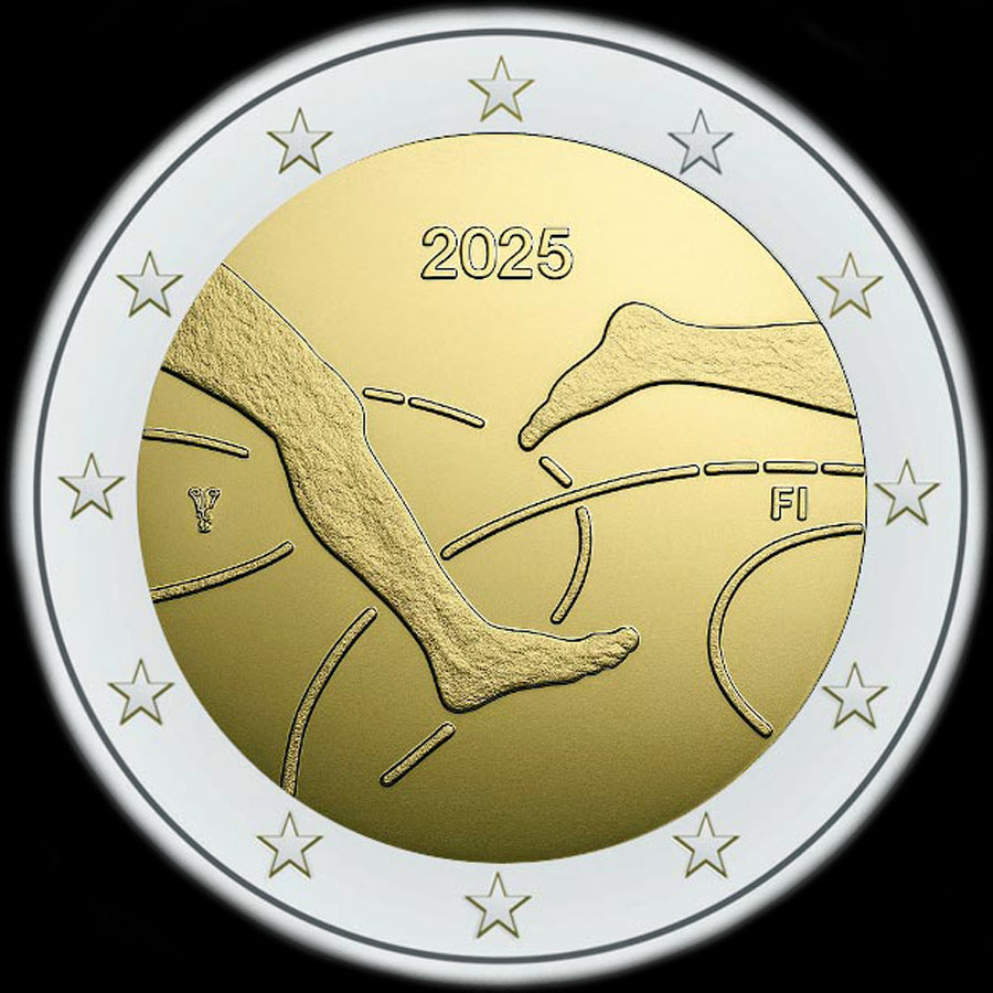 Finlande 2025 - 100 ans des comp�titions internationales d'athl�tisme Finlande-Su�de - 2 euro comm�morative