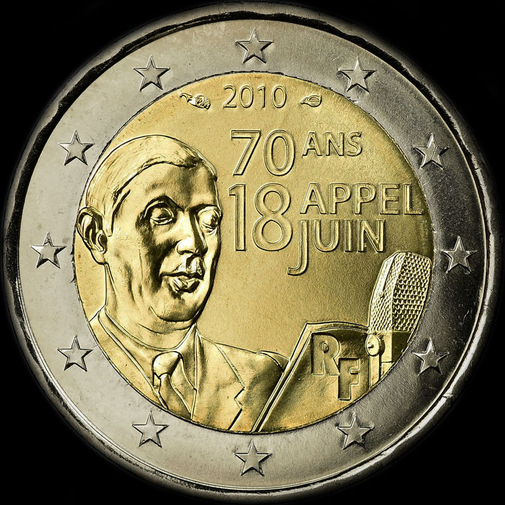 France 2010 - 70 ans de l'Appel du 18 Juin - 2 euro commémorative