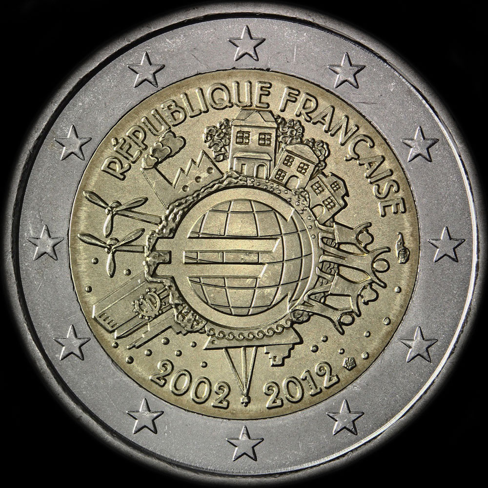 France 2012 - 10 ans de circulation de l'euro - 2 euro commémorative