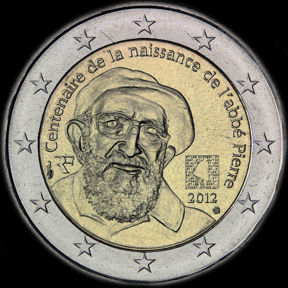 France 2012 - 100 ans de l'Abbé Pierre - 2 euro commémorative