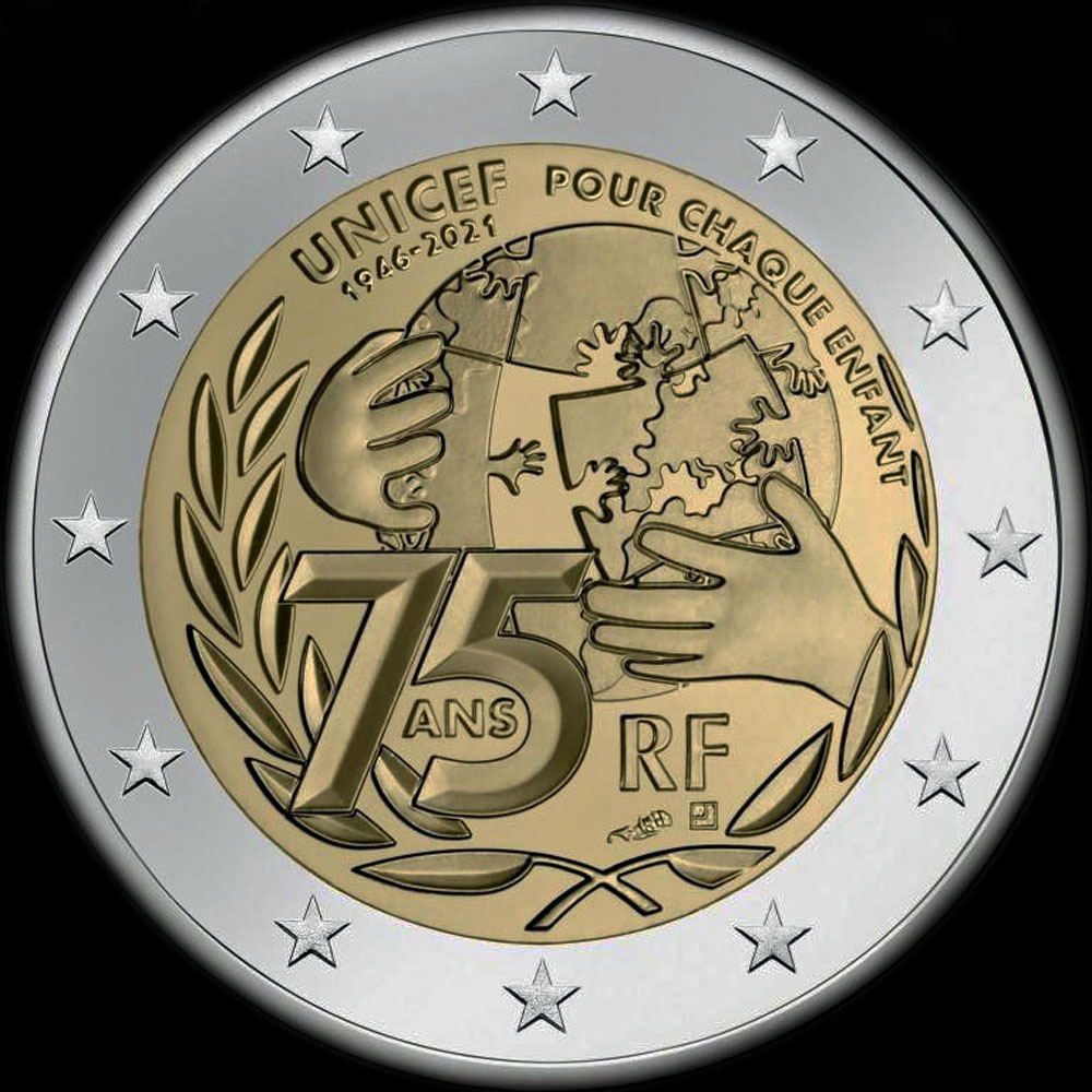 France 2021 - 75 ans de l'Unicef - 2 euro comm�morative